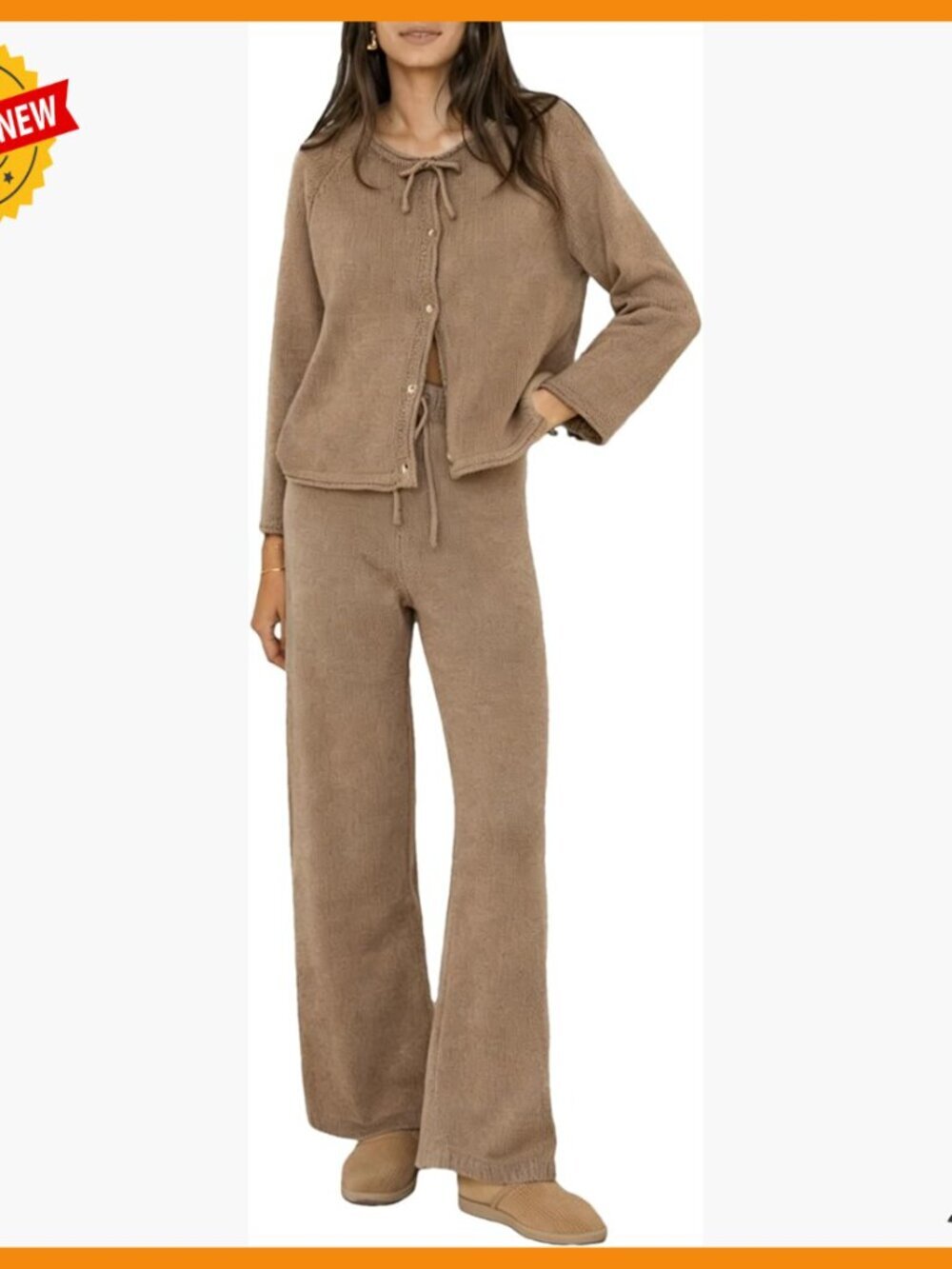 Large Knit Lounge Set Cardigan Wide Leg Pants Soft Fabric Comfy Outfit